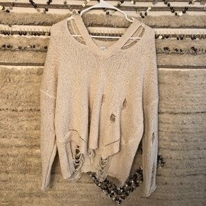 Tan crochet sweater
